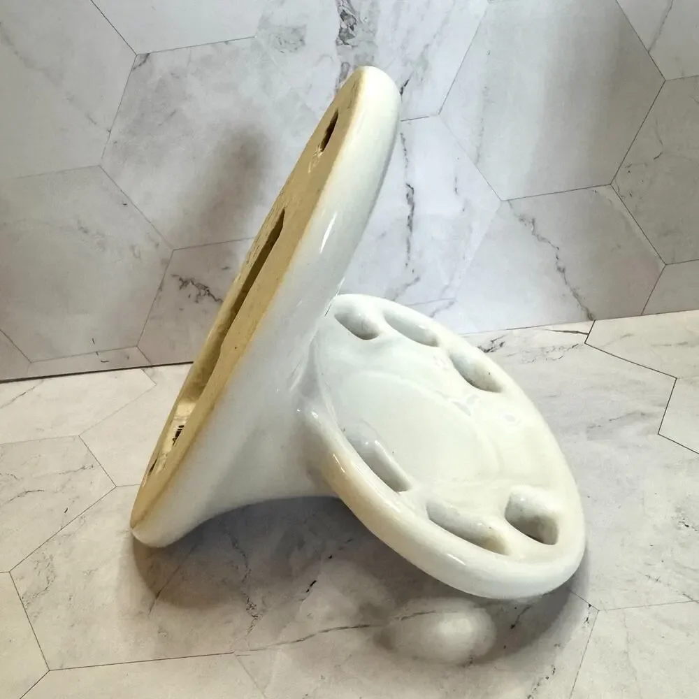 Vintage White Ceramic Toothbrush and Cup Holder Porcelain Wall Mount Restoration
